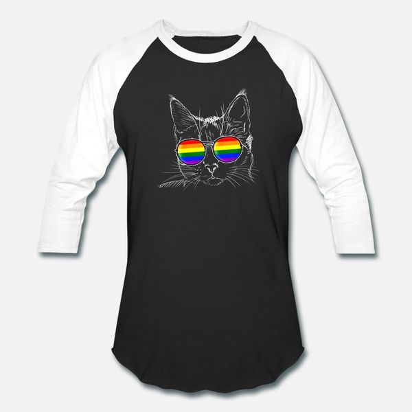 

pride lgbt cat rainbow sunglasses t shirt men custom cotton o-neck homme cute building spring letter shirt