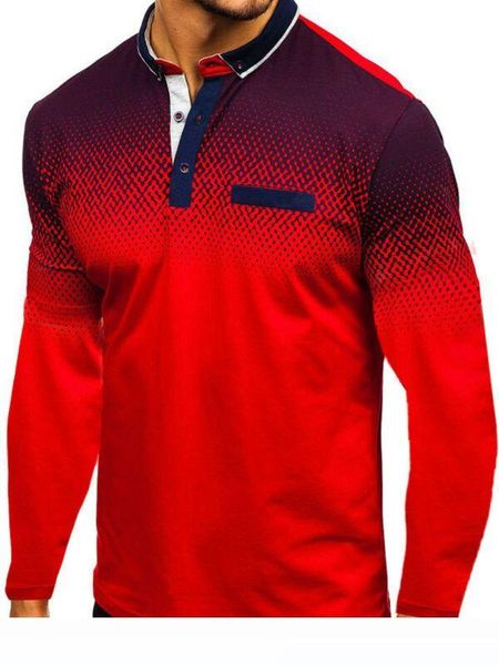 

fashion new men long sleeve shirts gradient color casual golf classic slim fit blouse shirts male autumn clothes, White;black