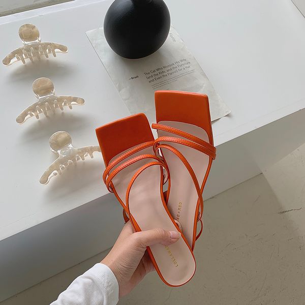 

women sandals fashion mid thin heels sandals slides slippers ankle strap open toe narrow band hollow party pumps shoes, Black