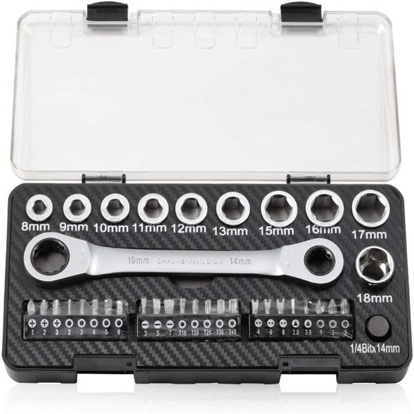 

metric socket bit ratcheting wrench set double box end gear spanner heavy duty multi functional combination reversible universal