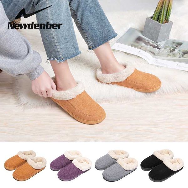 

newdenber women shoes warm winter slippers cotton thick slipper non-slip house indoors home shoe ladies slides comfortable, Black