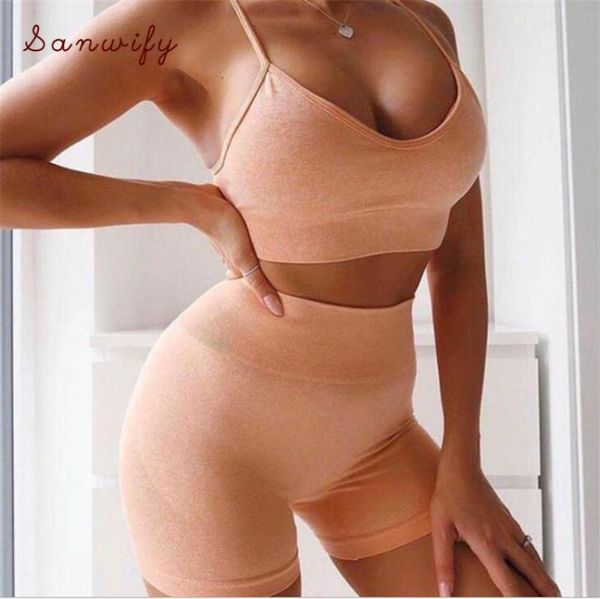 

2020 бесшовные йога костюм set 2 шт спортивные футболки crop top и gym поножи спортивная одежда фитнес тренировки йога леггинсы set, White;red