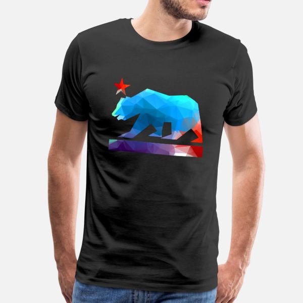 

california state bear color fractals t shirt men customized cotton s-xxxl formal anti-wrinkle funny summer style unique shirt
