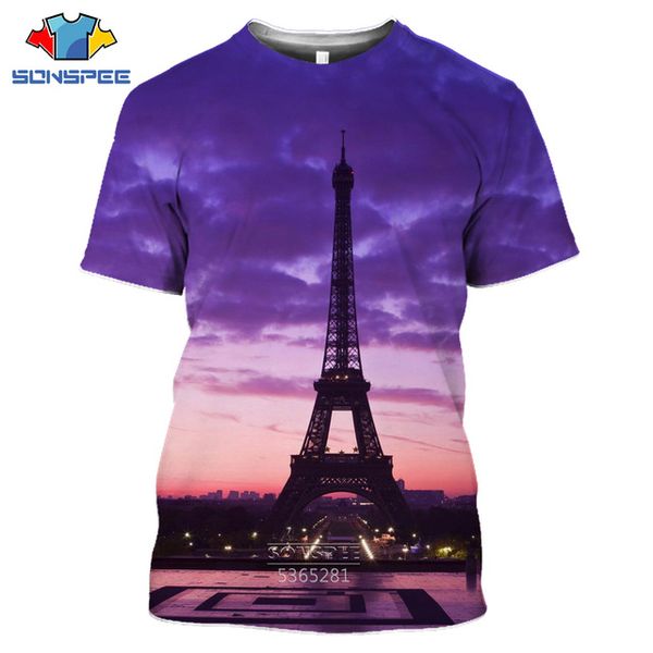 

eiffel tower landscape 3d print shirts anime oversized oversized men clothing