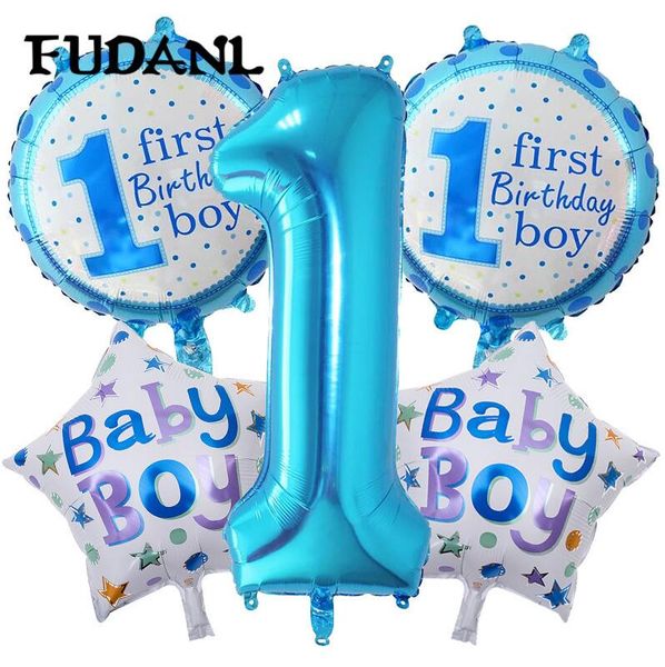 

party decoration baby shower 1st birthday balloons happy balloon blue pink number 1 boy kids gifts