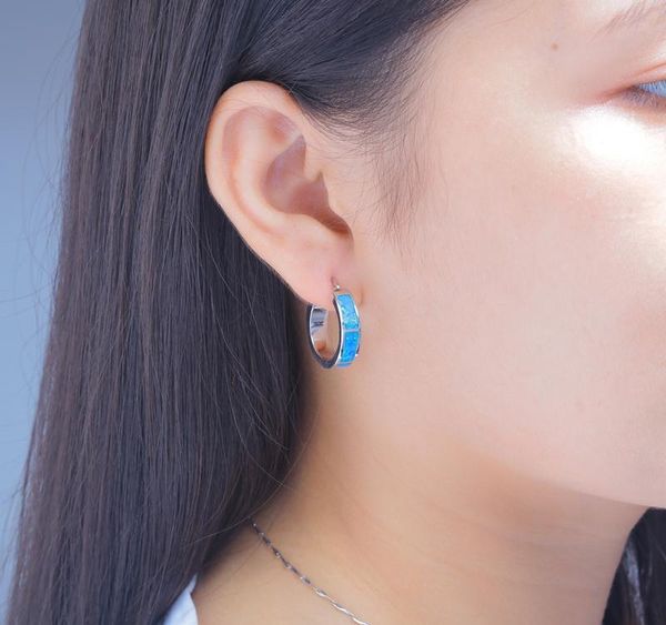

wholesale created blue fire opal silver plated wholesale sell fashion jewelry for women earrings 101, Golden;silver