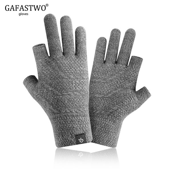 

autumn winter knitted gloves men women plus velvet -10 warm fingerless games writing plus velvet riding and driving gloves t200819, Blue;gray