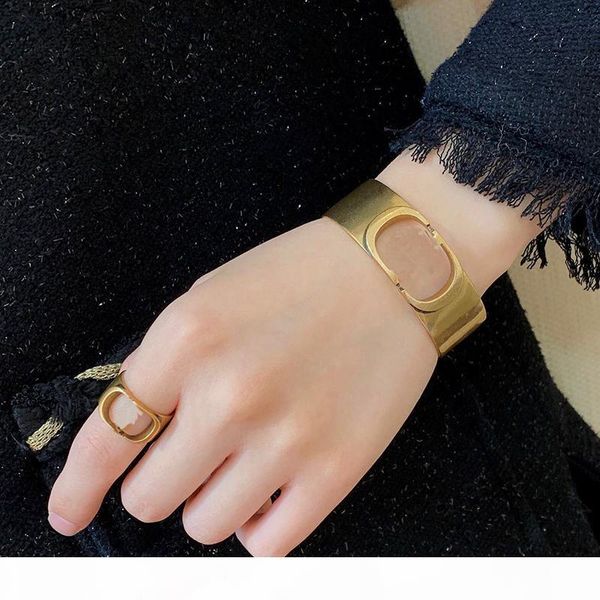 

c2058 the new 2020 line recommends golden lettered brass retro wide bangles for men and women's hip hop jewelry, Golden;silver