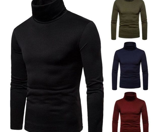 

new men long sleeve thermal turtleneck fleece sweater winter basic tee mens pullover jumper sweater, White;black