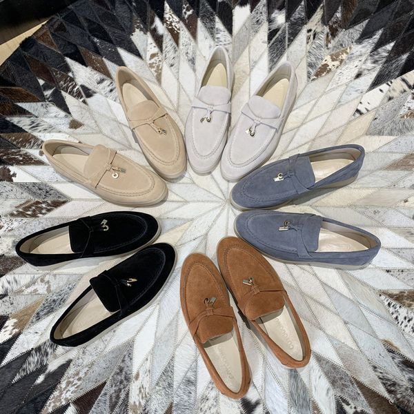 

women shoes autumn /spring scarpe donna loafers casual zapatillas mujer metal decor chaussure femme cow suede flats female+shoes, Black