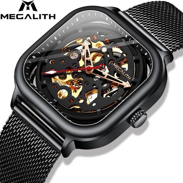 

men watch megalith fashion luxury waterproof sport watch men stainless mechanical black mesh watches men relogio masculino 8202 0922, Slivery;brown