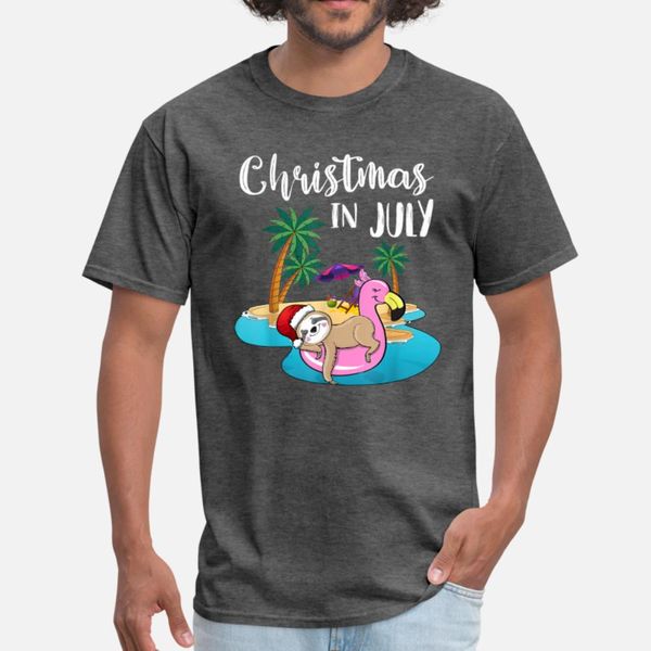 

cute lazy sloth on flamingo float christmas t shirt men personalized cotton round neck letter loose fashion spring trend shirt