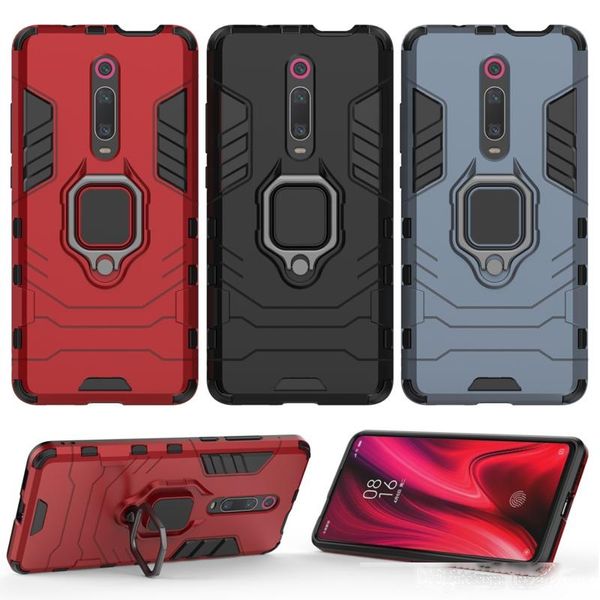 

hybrid slim armor case for xiaomi redmi k20 pro case bracket ring silicone hard cover for xiaomi mi 9t pro phone cover funda