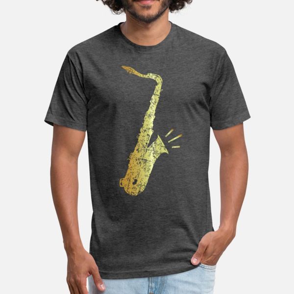 

tenor saxophone blow vintage golden yellow t shirt men character tee shirt o-neck basic solid sunlight basic summer style letter shirt