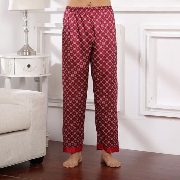 

mens sleep bottoms pants male silk satin pajamas lounge pants pyjamas plus size, Black;brown