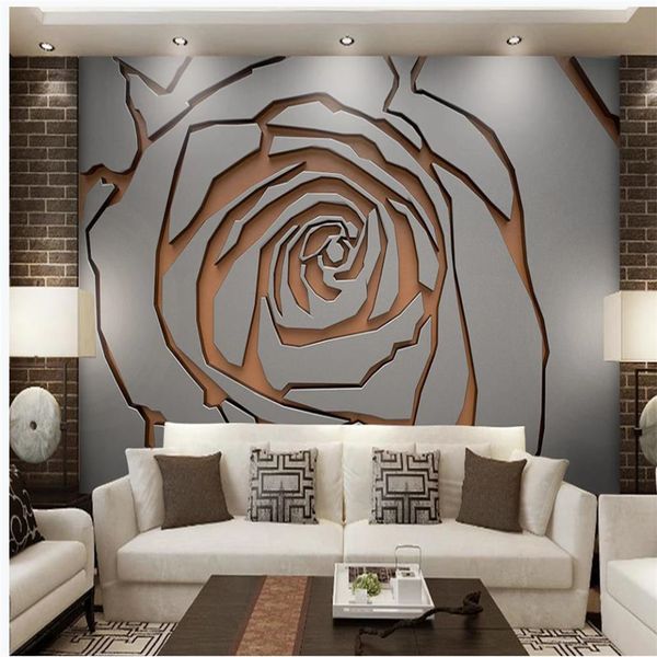 

3d stereoscopic wallpaper 3d three-dimensional metal iron art stitching abstract flowers new chinese style background wall