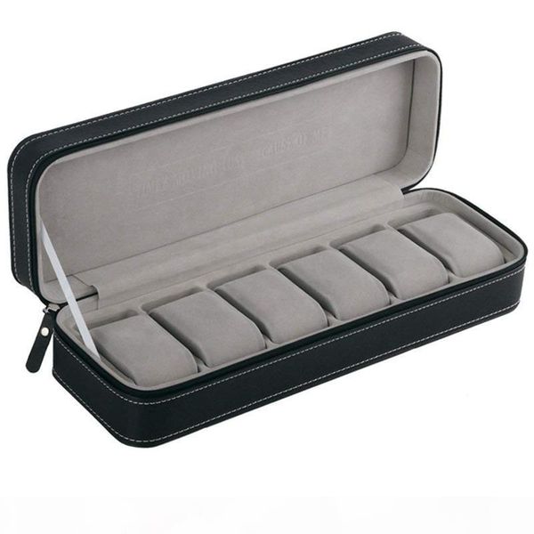 

6 слот часы box портативный путешествия zipper case коллектор для хранения ювелирных изделий хранения box (черный, Black;blue