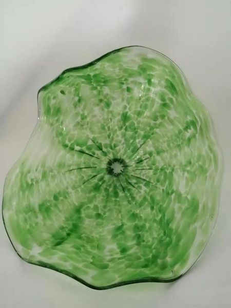 

Green Blown Glass Art Flower Plates Hotel Gallery Decor Custom Made Holiday Party Wall Lights