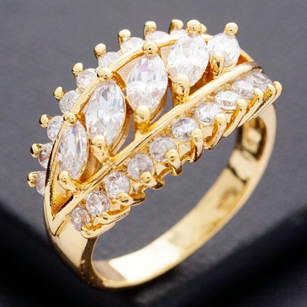 

yunkingdom original brand wedding jewelry crystal gold rings for women female clear cubic zirconia gifts dropshipping, Golden;silver