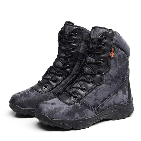 

autumn winter outdoor hiking shoes non-slip wear-resistant warm camping shoes size 40-45 black sand python print zipper high-top