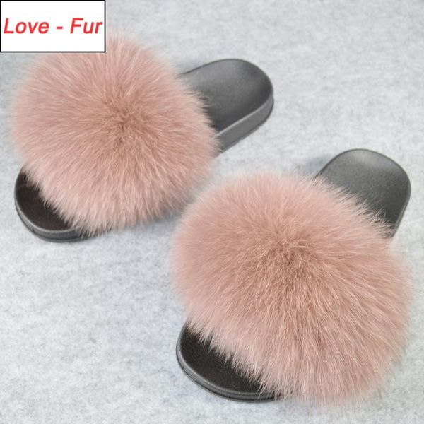 

2020 women new style real genuine fur slippers summer lovely fluffy fur shoes slides flat sandals, Black
