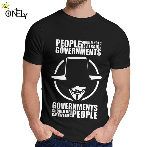 

мультфильм v для vendetta люди должны не бояться своих правительств тенниска мужской стильный большой camiseta o-шеи