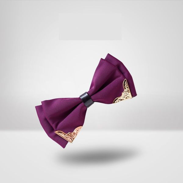 

male marriage bow ties for men noble purple butterfly cravat pu metal inlay wedding bowtie butterflies gift box, Black;gray