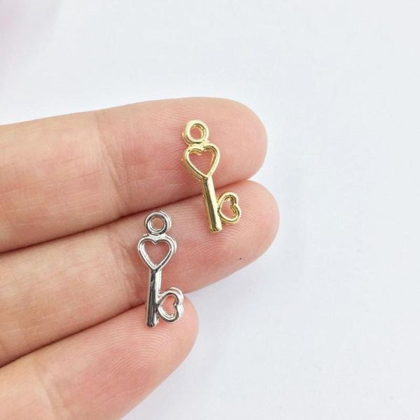 

eruifa 20pcs 12mm mini key coin gold/silver plated zinc alloy charms pendant jewelry diy necklace bracelet earrings 2 colors, Bronze;silver