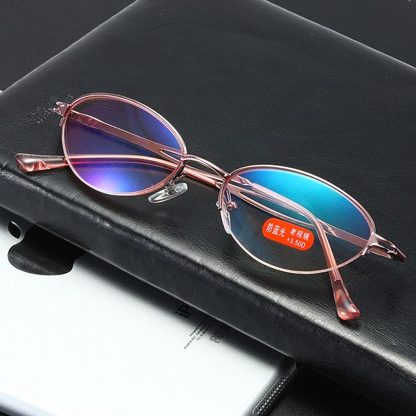 

vintage cat eye ultra-light metal half frame reading glasses portable men business presbyopia glasses with case diopter, White;black