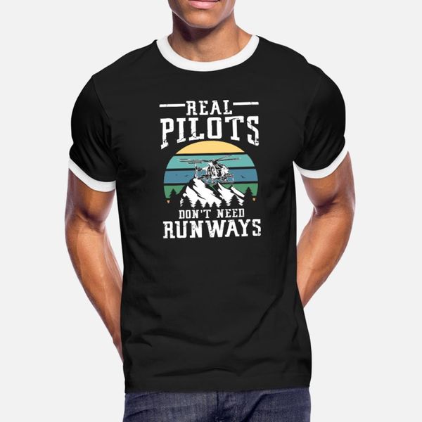 

rreal pilots don't need runways helicopter gift t shirt men knitted cotton s-xxxl gift casual summer cool shirt