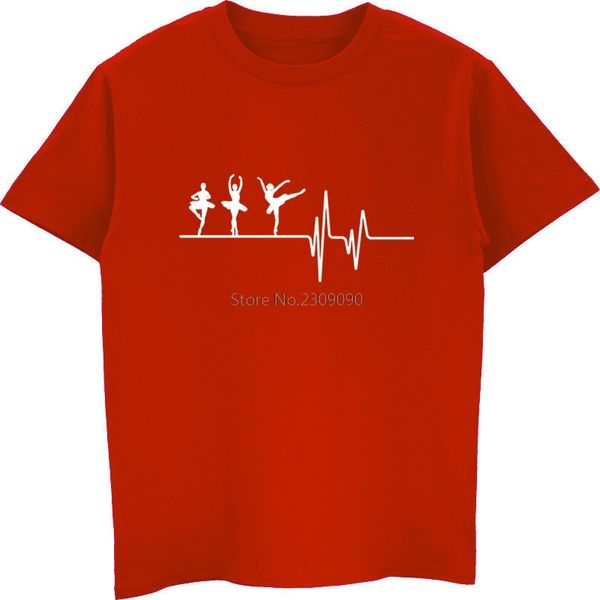 

new summer heartbeat ballet t shirts men short sleeve cotton fashion funny dance t-shirts men/women hip hop tee