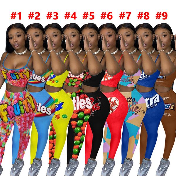

women designers tracksuit letters crop vest camisole + pants legging two piece outfits casual sport suits yoga sportswear s-xl e9202, White