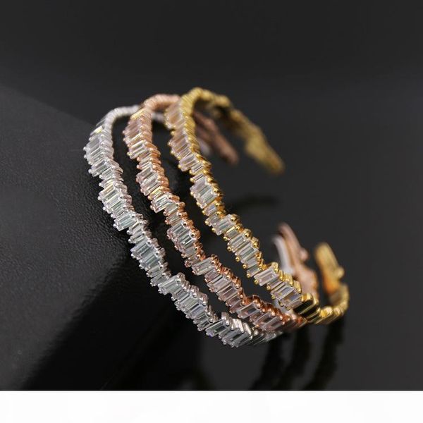 

luxury jewelry women bracelet 2019 new fashion designer irregular crystal irregularly arranged open bracelet stainless steel, Black