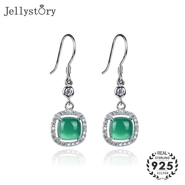 

other jellystory elegant female earrings 925 sterling silver with geometric shape emerald drop jewelry for wedding party gift, Golden;silver