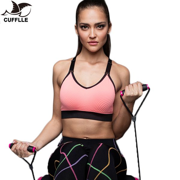 

cufflle женщина спорт бюстгальтер бег гимнастика йога shakeproof sportswear push up бесшовное белье с перетяжкой топы бюстгальтеры для женщи, White;black