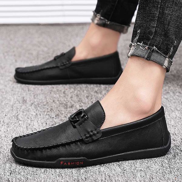 

penny loafers shoes men fashion boat shoes 2020 slip-on moccasins male footwear brand leather flats casual mens driving, Black