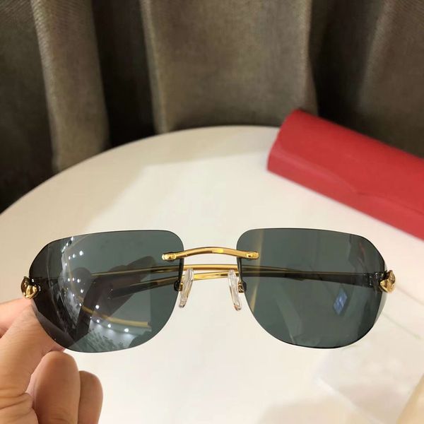 

vintage rimless sunglasses gold green lens flat sun glasse sshades luxus sonnenbrillen lunettes de soleil vintage sunglasses with box, White;black
