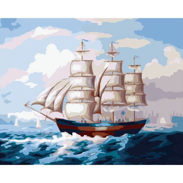 

creative colors paintwork paint by numbers for adult, 16x20'' canvas oil painting kit- sailboat