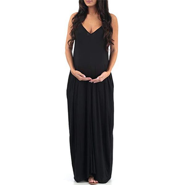 

women maternity dresses sleeveless solid pregnancy dress summer pregnant dress fashion clothes for pregnant women dropshipping, White