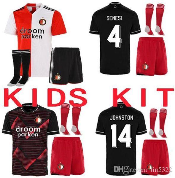 

new kids 20 21 feyenoord soccer jersey kokcu football shirt berghuis camiseta jorgensen 2020 2021 senesi maillot foot kids kit uniforms, Black