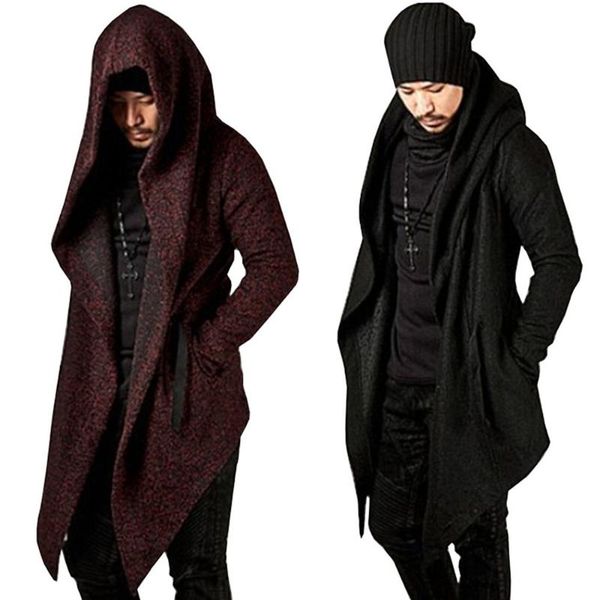 

men's wool & blends coat boy autumn winter casual pocket irregular trench long sleeve outwear blouse mens jacket, Black