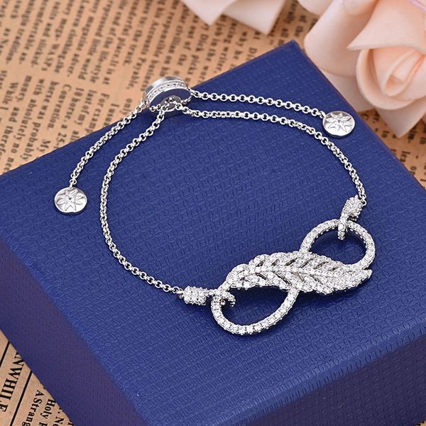 

new elegant chain bracelet silver color tree leaf charm bracelet for women 8 shape party jewelry gift zk30, Black