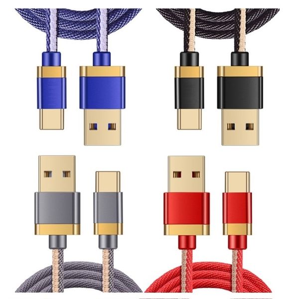

type c micro 5pin usb cable 1m 3ft alloy fabric data charger cables wire for samsung s7 s8 s9 s10 note 7 9 lg
