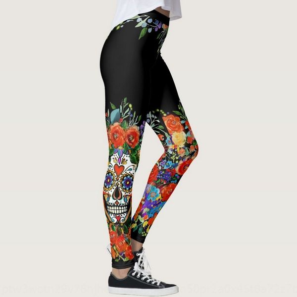 

ins selling online celebrity high-elastic sports training skull flower print base yoga pants exercise exercise fitness yoga pants sports