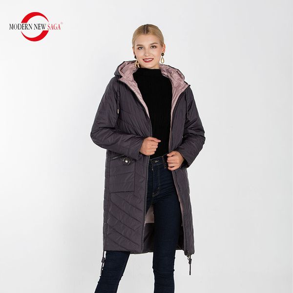 

modern new saga 2020 women coat long jacket autumn cotton padded coat parka women quilted overcoat plus size ladies coats, Black