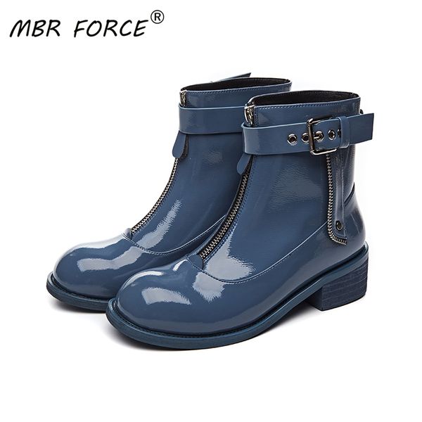 

mbr force сапоги на платформе shoes2020 новый простой черный бежевый кожаный женский панк обувь пояса женщин пряжки декоративные ботинки дам, Black