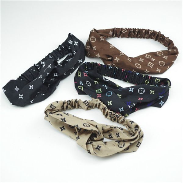 

designer headband head scarves for women silk cross hair band with elastic 4 colors turban bandnas headbands