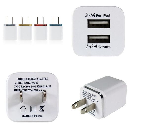

cgjxs meatl dual usb wall charger us plug 2.1a power adapter wall charger plug 2 port for samsung galaxy note lg tablet etc