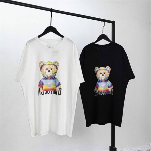 

msino mens women t shirt summer fashion tees breathable loose shorts sleeves bears animals pattern t shirts haute couture, White