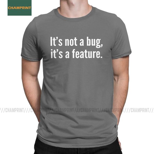 

men's t-shirt it's not a bug it's a feature programmer cotton tee shirt short sleeve programming coding debugging coder t shi